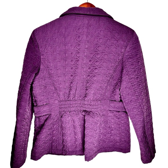 Gallery Women’s Purple Quilted Zip-Up Jacket Fitted Lined Coat Size Medium/Large - Picture 3 of 11